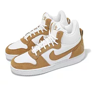 Nike 休閒鞋 Wmns Court Borough Mid PREM 女鞋 白 卡其 皮革 支撐 中筒 HV1802-121 25.5cm WHITE/FLAX-WHITE