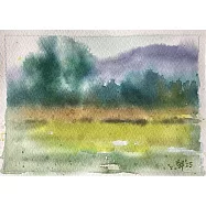 【玲廊滿藝】鄭素雲-美濃往中壇的田園風光景色，16K水彩速寫19x27cm