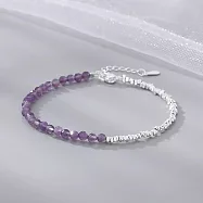 【水星記】富貴吉祥切面紫丁香水晶搭碎銀輕奢精緻手鏈(30185030)