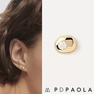 PD PAOLA 西班牙時尚潮牌 簡約單鑽耳環 橢圓水滴金色耳環 SAND