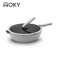 【WOKY 沃廚】Ticera系列-哈哈鍋2.0 不沾深煎鍋 32CM(含玻璃鍋蓋) 靜謐灰