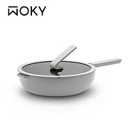 【WOKY 沃廚】Ticera系列-哈哈鍋2.0 不沾深煎鍋 28CM(含玻璃鍋蓋) 靜謐灰