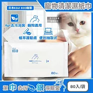 日本KOJI ECO咖家-寵物專用Ag+銀離子植萃消臭清潔濕紙巾80入/袋-藍標(貓狗全身擦澡濕巾,拭淨眼耳口鼻四肢臀部,毛孩出遊必備,潤澤順毛免水洗)