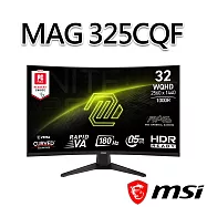 msi微星 MAG 325CQF 31.5吋 曲面電競螢幕 (31.5"/2560x1440/16:9/180Hz/曲面)