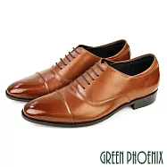 【GREEN PHOENIX】男 大尺碼 紳士鞋 商務鞋 牛津鞋 全真皮 台灣製 UK11 咖啡色