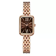 JULIUS 聚利時 梅爾華夫鋼帶金屬盤方形腕錶 JA-1350(四色/20.5x27mm) 玫金×咖啡色