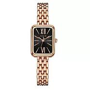 JULIUS 聚利時 梅爾華夫鋼帶金屬盤方形腕錶 JA-1350(四色/20.5x27mm) 玫金×經典黑