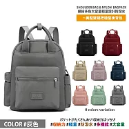 【Sayaka紗彌佳】後背包 日本百搭繽紛多色輕量設計防潑水系列美型雙提把造型後背包 升級可掛行李箱拉桿 -灰色