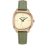 JULIUS 聚利時 夏夜之夢 皮革不規則錶殼腕錶 JA-1393(四色/30*37mm) 嫩葉綠