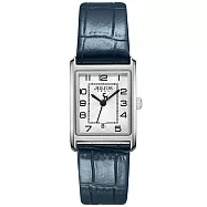 JULIUS 聚利時 皮耶特 皮革壓紋日顯情侶腕錶 大小款 JA-1494(三色/20.5X28.5mm/23.5X35.5mm) 午夜藍(小款)