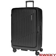 【SWICKY】28吋輕旅流線系列前開式旅行箱/行李箱(炭影灰) 28吋 炭影灰
