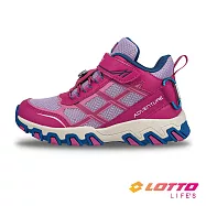 【LOTTO 義大利】童鞋 COMPASS H 防潑水高筒越野跑鞋- 23cm 桃紅