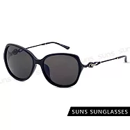 【SUNS】抗UV太陽眼鏡 時尚璀璨鑲鑽造型墨鏡 大框顯小臉 S76 經典黑