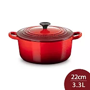Le Creuset 典藏圓形鑄鐵鍋 22cm 3.11L 法國製 (電磁爐 IH爐可用) 櫻桃紅 塑料黑頭