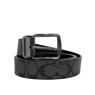 COACH CC Logo 帆布及小牛皮寬3.8cm雙面可用皮帶 (炭灰色/黑色)