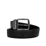 COACH CC Logo 浮雕小牛皮寬3.8cm雙面可用皮帶 (黑色)