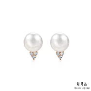 【點睛品】La Pelle 日本Akoya珍珠 18K玫瑰金鑽石耳環 (一對)