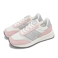 New Balance NB 休閒鞋 370 中童 寬楦 粉 灰 麂皮 網布 拼接 小朋友 運動鞋 NB PH370AK-W 17.5cm WHITE/PINK