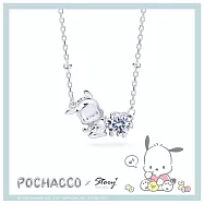 【客製品】STORY 故事銀飾 - Pochacco莫桑鑽系列-帕恰狗莫桑石單鑽純銀項鍊 加長7.5cm(需14個訂製天