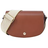 LONGCHAMP ÉPURE系列滑面牛皮半月型斜背包(小) 白蘭地酒