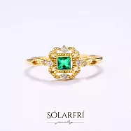 【SOLARFRi】可調戒圍|專櫃歐式宮廷巴洛克銀鍍14K金奧地利CZ鋯石鑽飾綠寶石戒指可調大小(情人女友母親老婆禮物禮盒包裝)