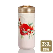 《乾唐軒活瓷》石榴喜果隨身杯 / 大 / 雙層 / 彩釉 / 漸層白粉紅 330ml 漸層白粉紅