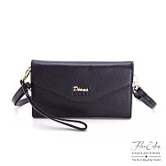 DF Flor Eden - DIANA JANES皇冠系列真皮斜背側背可手提長夾手機包 黑色