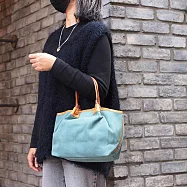 BAGGY PORT|都會休閒 倉敷帆布X 牛皮手拿/提包 土耳其藍