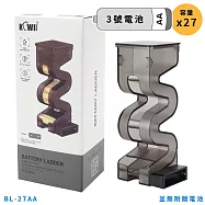 KIWIFOTOS抽取式S型大容量安全收納電池盒立架BL-27AA/27顆3號AA電池或BL-35AAA/35顆4號AAA電池(附電量檢測器;可掛IKEA洞洞板)電池收納 27顆3號電池