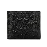 COACH CC Logo 浮雕牛皮附活動證件夾對開短夾 (黑色)