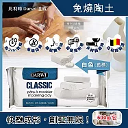 比利時Darwi達威-易塑形強附著防縮約24hr乾燥免燒陶土500g/包(免烘烤風乾硬化造型石塑黏土,多用途泥塑模型雕刻陶泥,人偶公仔雕塑手工藝) 白色(藍標)