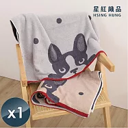 【星紅織品】可愛法鬥純棉浴巾-1入 灰色