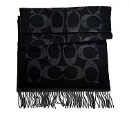 COACH 滿版CC Logo 羊毛及羊絨長版圍巾 (黑色)