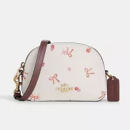 COACH 印花防刮半月包-米白