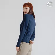 ADISI 女半門襟雲彩紗透氣快乾保暖上衣 AL2421034 (S-2XL)|磨毛 輕量 排汗 速乾 彈性 2XL 深藍