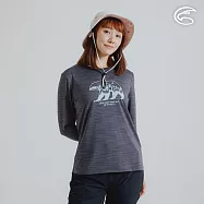 ADISI 女圓領圖騰雲彩紗透氣快乾保暖上衣(熊) AL2421038 (S-2XL)|磨毛 輕量 排汗 速乾 彈性 M 鐵灰
