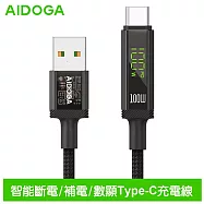 AIDOGA艾迪伽LQ DC4171鎧甲系列三合一 USB-A to Type-C智能斷電數顯補電充電傳輸線 100W 1.2M 鈦灰