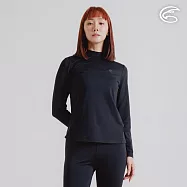 ADISI 女小高領遠紅外線彈性速乾保暖衣 AU2421016 (S-2XL)|磨毛 刷毛 快乾 白竹炭 消臭 抗菌 內著衣 M 岩黑