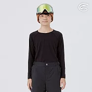 ADISI 童美麗諾混紡羊毛圓領彈性保暖衣 AU2521005 (130-160)|吸濕 透氣 抗臭 抑菌 抗靜電 內著衣 140 濃墨黑