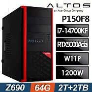 Acer宏碁 Altos P150F8 商用工作站 (i7-14700KF/64G/2TB+2TB SSD/RTX5000Ada-32G/1200W/W11P)