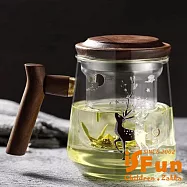 【iSFun】辦公家用 泡茶專用過濾耐熱三件式茶杯/透明鹿