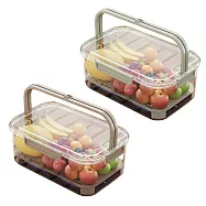 【iSFun】手提野餐*密封雙層儲物冰箱保鮮盒/ 咖啡色