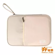 【iSFun】都會鋪棉*3C皮革可掛化妝收納包/ 米色