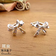 甜美蝴蝶結設計耳骨夾925純銀夾式耳環.不用耳洞可戴