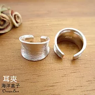 質感寬版磨砂設計耳骨夾925純銀夾式耳環.不用耳洞可戴