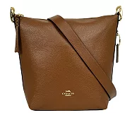 COACH Val 金字荔枝皮革斜背水桶包 (紅棕木色)