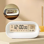 Beroso 倍麗森 日式馬卡龍透明溫濕度計 室內溫度計 電子鬧鐘 夜光鬧鐘 靜音鬧鐘 白色