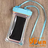 【iSFun】夏日戲水*果凍鐳射漂浮氣囊透明手機防水保護套/ 藍色+隨機色