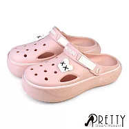 【Pretty】女 洞洞鞋 雨鞋 穆勒鞋 布希鞋 涼拖鞋 兩穿 防水 輕量 厚底 JP23 粉紅色