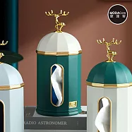 摩達客◉質感設計◉優雅高檔輕奢北歐創意圓形立柱面紙盒-墨綠色款